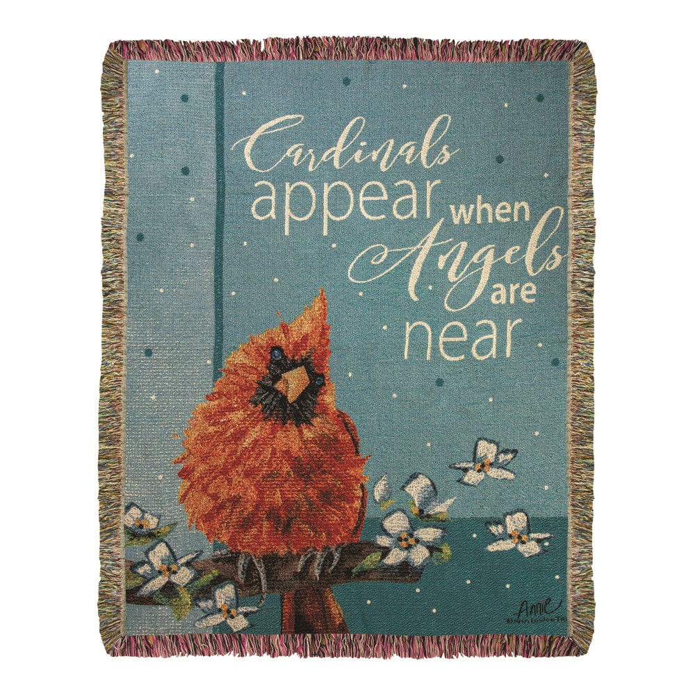 Tapestry Throw- “When A Cardinal Appears”