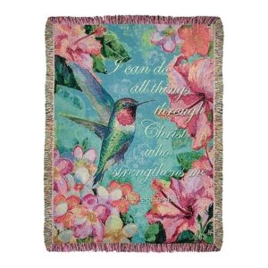 Tapestry Throw- "Hummingbird Hibiscus"